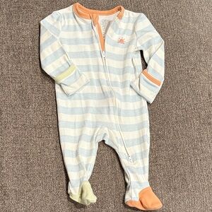 Striped Footie with Orange and Green Accents